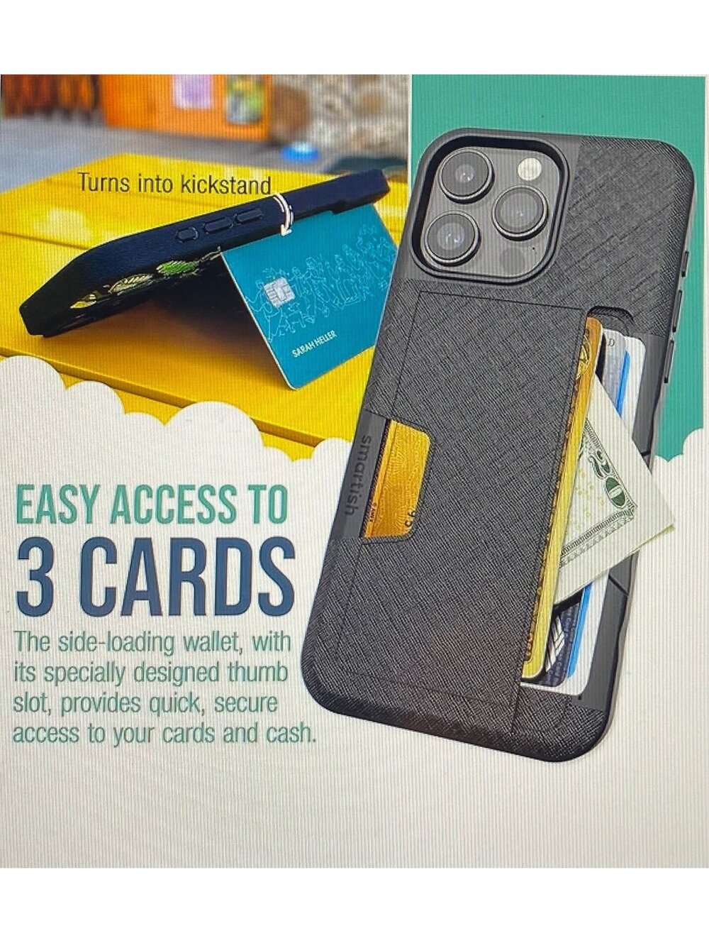 Smartish Wallet Case for iPhone 15 Pro Max Black